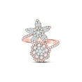 thumbnail image 2 of Mia Diamonds 14kt Rose Gold Womens Baguette Diamond Bypass Flower Cocktail Ring 1-1/3 Cttw, 2 of 4