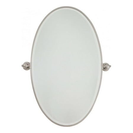 Brushed Nickel Extra Large Oval Pivoting Bathroom Mirror ...