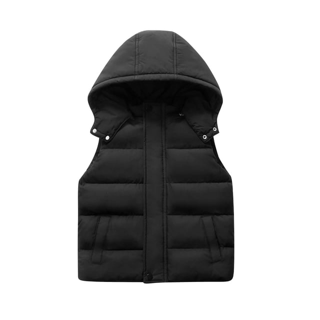 Gilet Matelassé à Capuche pour Garçons, Sans Manches, avec Fermeture Éclair