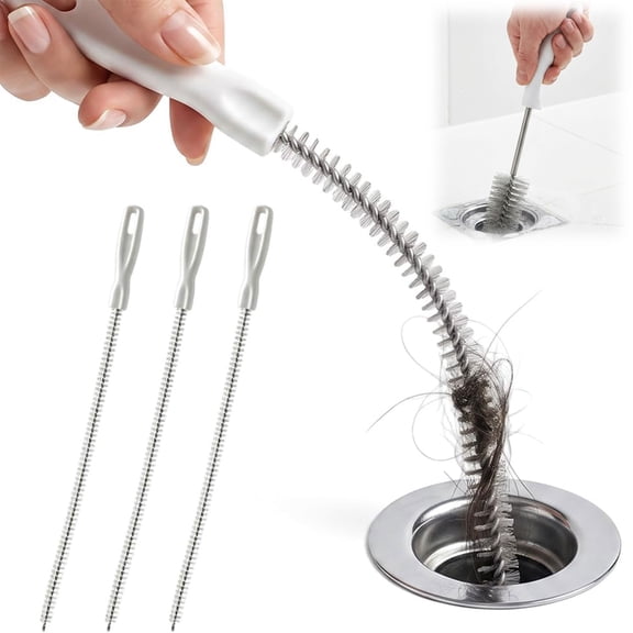 Drain Snake Hair Removal Tool, 18" Flexible Sink Drain Clog Remover, Reusable (3PCS)