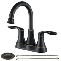 2-Handle 4-Inch Oil Rubbed Bronze Bathroom Faucet, Centerset Bathroom Sink Faucets with Pop-up Drain and Supply Hoses