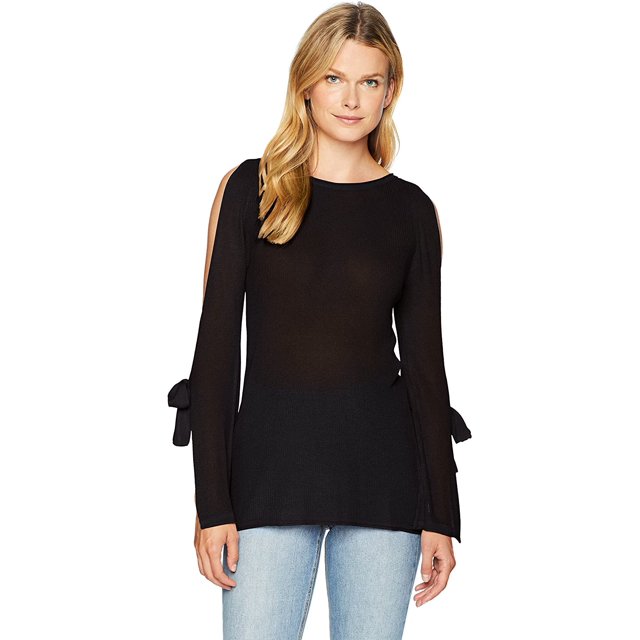 kensie Chandail en Viscose Texturé pour Femmes, Noir, P