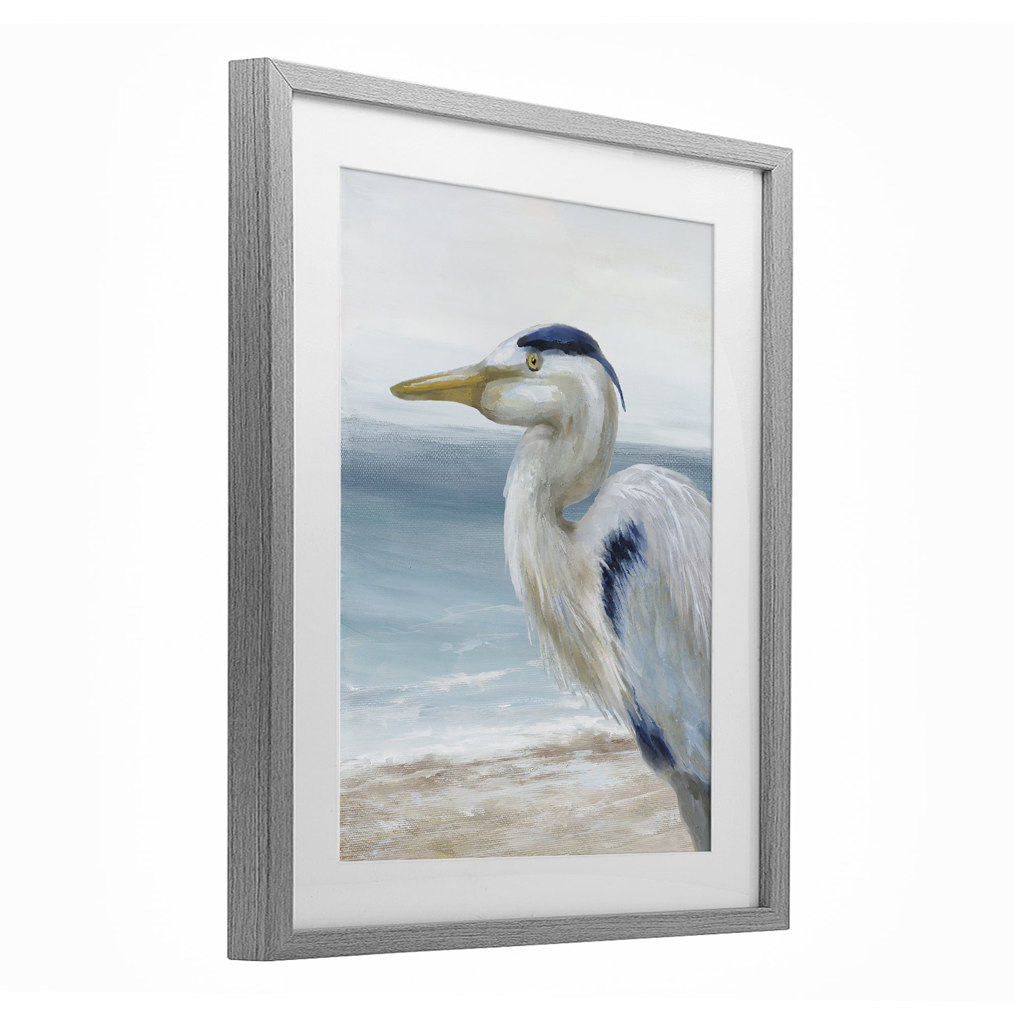 Stupell Industries Left Gazing Heron Gray Framed Print Under Glass, design by Nan
