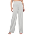 thumbnail image 4 of Women's Casual Pants, Cropped High Waisted Straight Leg Trousers with Pockets, Loose Fit Stretchy Work Pants for Yoga, Office, Casual Wear and Daily Outfits-White, 4 of 8