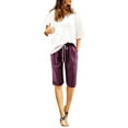 thumbnail image 3 of Bermuda Shorts for Women Knee Length Lightweight Elastic High Waist Straight Leg Relaxed Fit Casual Shorts with Pockets, 3 of 7