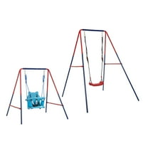green and blue interesting 2 in 1 swing mental plastic safe swing set 110lbs for outdoor playground