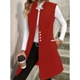 thumbnail image 4 of Women'S Elegant Plus Size Sleeveless Front V-Neck Long Coat Red XL, 4 of 6