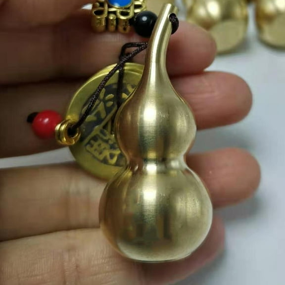 RENACLIPY 2-Pack Copper Wu Lou Keychains with Five Emperor Feng Shui Charm for Good Luck and