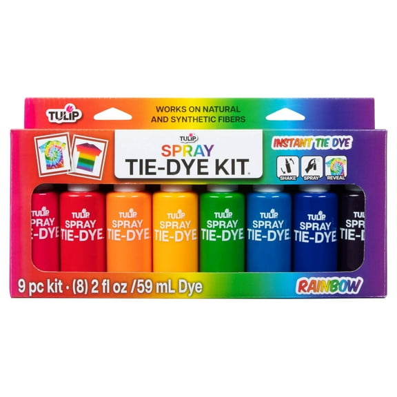 Tulip Instant Spray Tie-Dye Kit 8 Pack, No Heat Set Required, Fast and Easy on All Fabrics, 8 Rainbow Colors