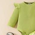 thumbnail image 7 of CAICJ98 Baby Girl Clothes Fall Winter Outfit Long Sleeve Ruffle Romper Plaid Skirt Bow Headband 3 Pcs Set Green,Size 12-18 Months, 7 of 7