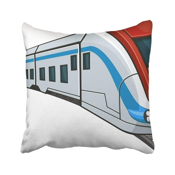 BSDHOME Cartoon Train Subway Metro Rail Perspective Modern Fast Railway Pillowcase Throw Pillow Cover Case 18x18 inches