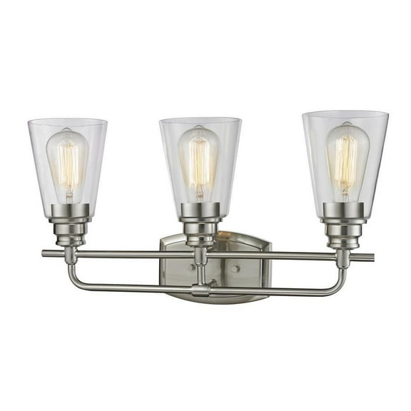 3 Light Vanity Light Fixture in Utilitarian Style 20.75 inches Wide By 10.75 inches High-Brushed Nickel Finish Bailey Street Home 372-Bel-1809603