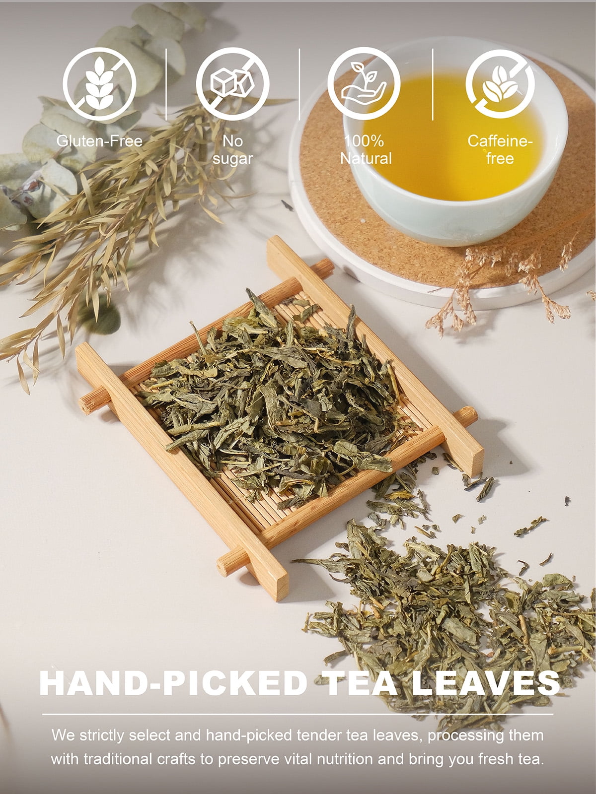 TeeLux Decaf Green Tea, CO2 Decaffeinated Green Tea Loose leaf, Delicate & Smooth Flavor, 7oz