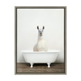 thumbnail image 2 of Kate and Laurel Sylvie Alpaca in the Tub Color Framed Canvas Wall Art by Amy Peterson Art Studio, 18x24 Gray, Modern Fun Decorative Bathtub Wall Art for Home Décor, 2 of 6