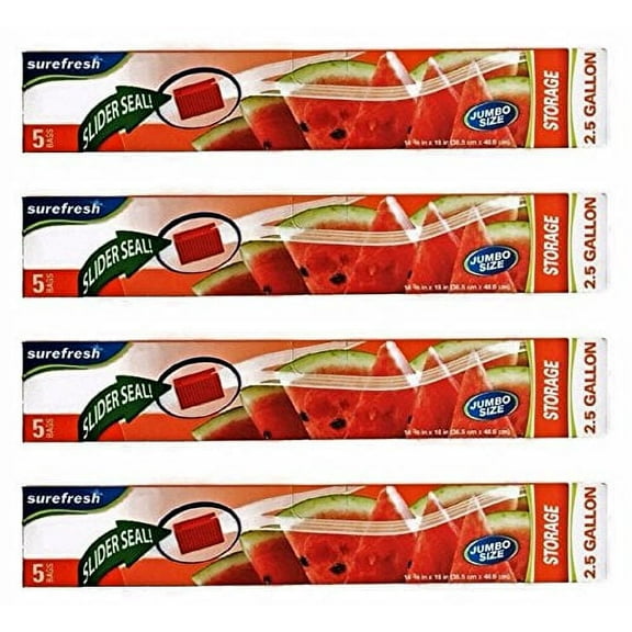 Multi-Purpose Jumbo Size Plastic Storage Bags, 2.5 Gallon, 4-pk