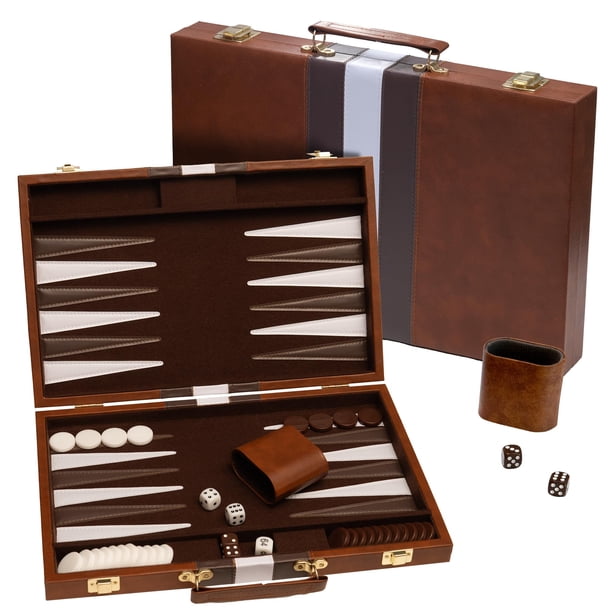 Funda de piel Backgammon Board Game Happy Hippo Deluxe, color marrón