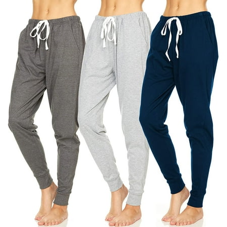 

Essential Elements 3 Pack: Women s 100% Cotton Jersey Lightweight Lounge Casual Sleep Pajama Jogger Pants Medium Set E