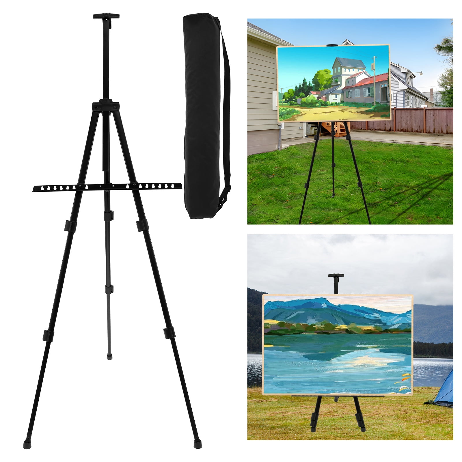 Easels for Painting Art Painting Display Easel Stand Adjustable Metal Easel Tripod Height from 20 to 65 Inches Portable Artist Easel Collapsible Easel Tripod Stand with Carrying Bag for Painting