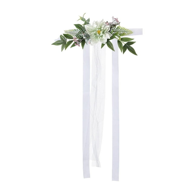Flor de la silla de boda, flores artificiales, accesorio de fotografía, decoración de la silla del pasillo de boda Disposición floral Verde