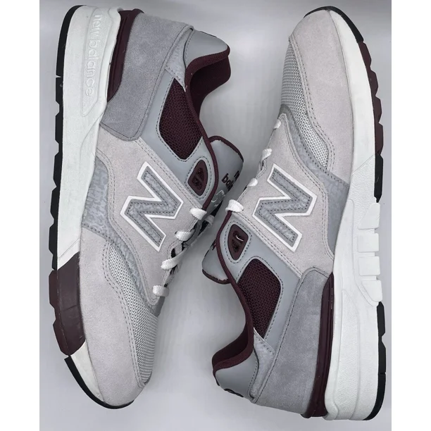 New Balance Mens 597 Classic Traditional Grey Burgundy ML597NOA Size 11 D NWOB