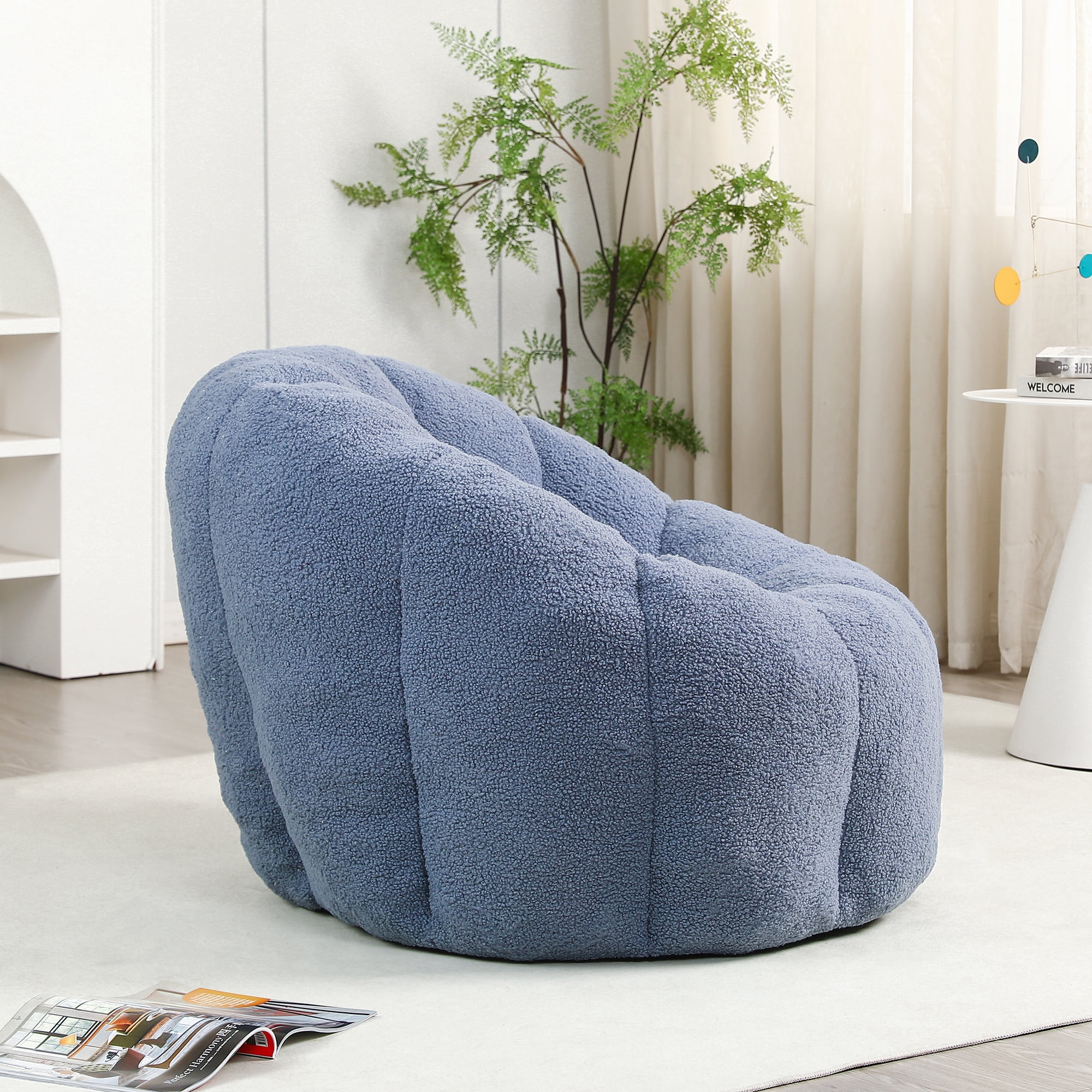 Jopath Bean Bag Chair for Adults and Kids,Oversized Bean Bag Sofa with Armrests Stuffed High-Density Foam,Lazy Sofa Floor Sofa for Living Room Bedroom,Light Blue