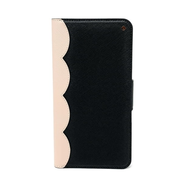Kate Spade New York Scallop Colorblock Saffiano Leather Wrap Folio iPhone  XR Case, Black/Beige 