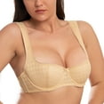 thumbnail image 3 of WingsLove Women's Balconette Bra Sexy 1/2 Cup Lace Half Cup Bra Lightly Padded Push Up Demi Shelf Underwire Bra,Beige 38C, 3 of 8