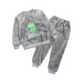 thumbnail image 6 of Fldy Toddler Boys Girls Warm Outfit Casual Sleepwear Long Sleeve Nightwear Loungewear 2 Piece Pajama Gray Dinosaur 80/S/6, 6 of 7