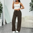 thumbnail image 3 of WULMLEO Fleece Wide Leg Sweatpants Women Trendy Straight Leg Baggy Sweat Pants Lounge High Waisted Drawstring Sweatpants Coffee S, 3 of 6