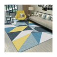 thumbnail image 2 of Alfombra de salón tradicional de Milán patrón geométrico moderno caleidoscopio triángulos crema azul amarillo alfombra antideslizante para dormitorio - 120x160cm JAMW Sencillez, 2 of 4