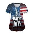 thumbnail image 4 of GEWSEY 4th Of July Scrub Tops Women Short Sleeve V Neck Fourth With Pockets Patriotic For Nurses Holiday Scrubs (Blue, XXL), 4 of 6