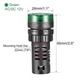 thumbnail image 2 of Unique Bargains 3pcs Pilot Light AC/DC 12V Panel Indicator Flashing Alarm with Buzzer, Green LED, 2 of 5