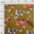 thumbnail image 1 of oneOone Polyester Lycra Dark Mustard Fabric Bubbles & Koi Fish Ocean Diy Clothing Quilting Fabric Print Fabric By Yard 56 Inch Wide, 1 of 4