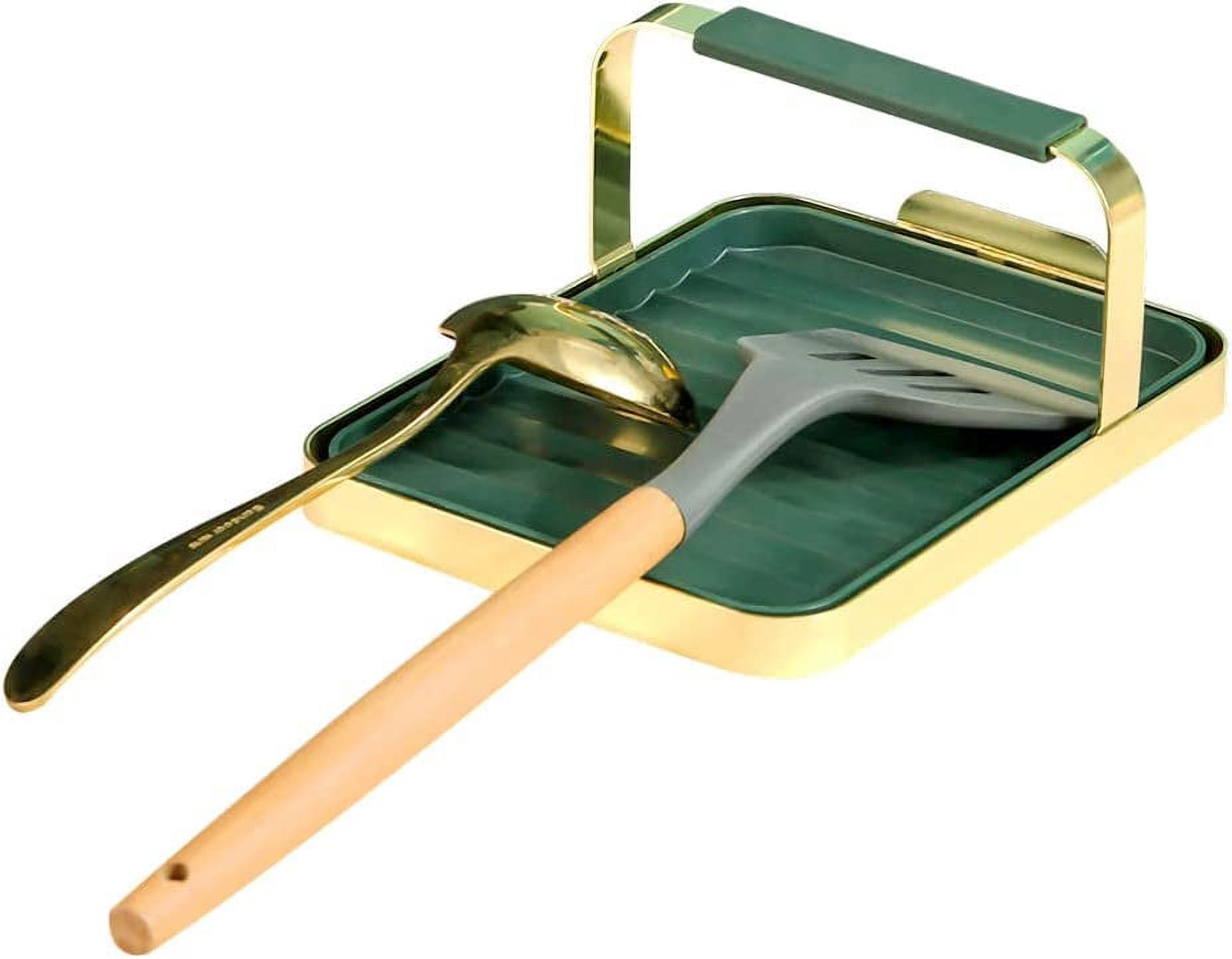 Soporte Para Tapas Y Cucharas De Cocina - Pack De 2 Unidades Verde, Evita Salpicaduras Y Mantiene Ordenado