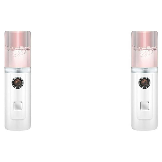 mmirethe Humidificateur de Visage USB à Main, Machine de Pulvérisation Hydratante Rose 2Ensemble