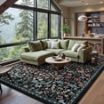 thumbnail image 6 of Lahome Floral Washable Rugs, 8'x10' Area Rug for Living Room, Soft Large Boho Bedroom Rug, Botanical Non Slip Ultra Thin Floor Carpet for Dining Room Nursery Office, Black, 6 of 12