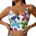 thumbnail image 2 of Haiem Colorful Butterflies Pattern Womens Sports Bra - U Neck Padded Low Impact Yoga Bra Workout Crop Top Gym Moisture-Wicking Workout Vest -Small, 2 of 9