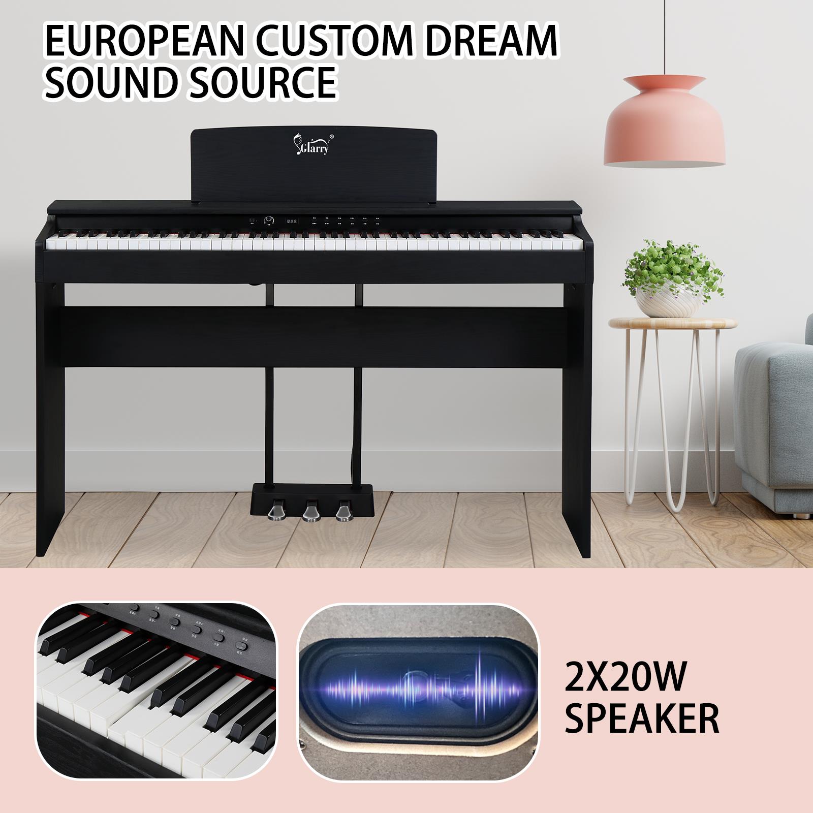 Glarry 88 Key Weighted Action Digital Piano, Electronic Keyboard Piano with Furniture Stand and Triple Pedals for Beginner Kids/Adults Beginner Digital Piano Black