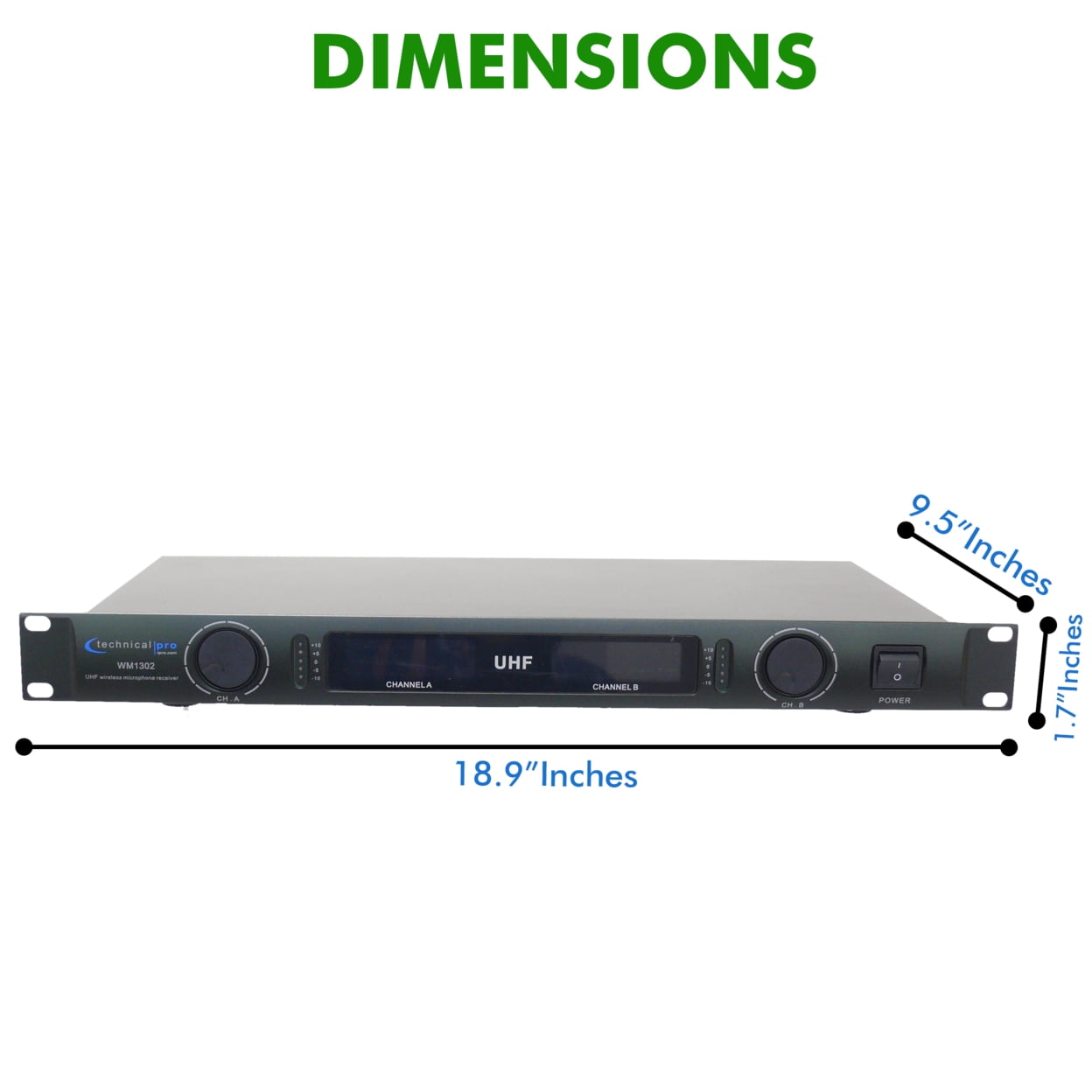 Technical Pro UHF Dual Handheld Wireless Microphone System XLR Output LCD Display