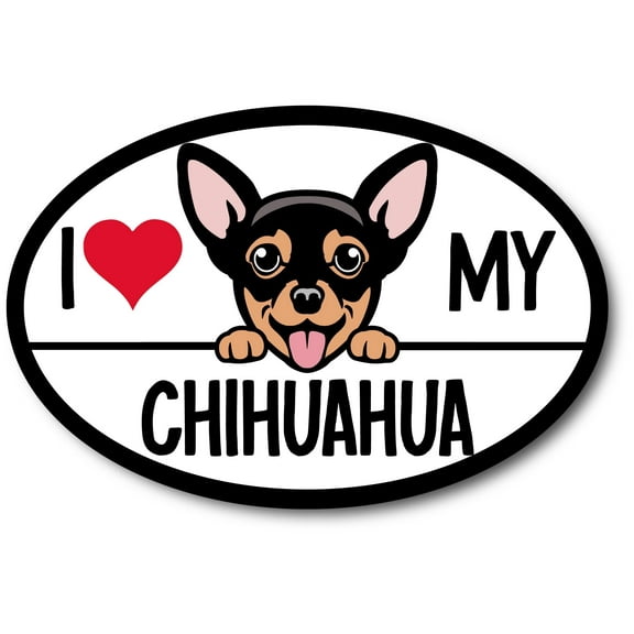 Magnet Me Up I Love My Chihuahua Dog Breed Car Magnet Decal, 4x6 Inch Oval