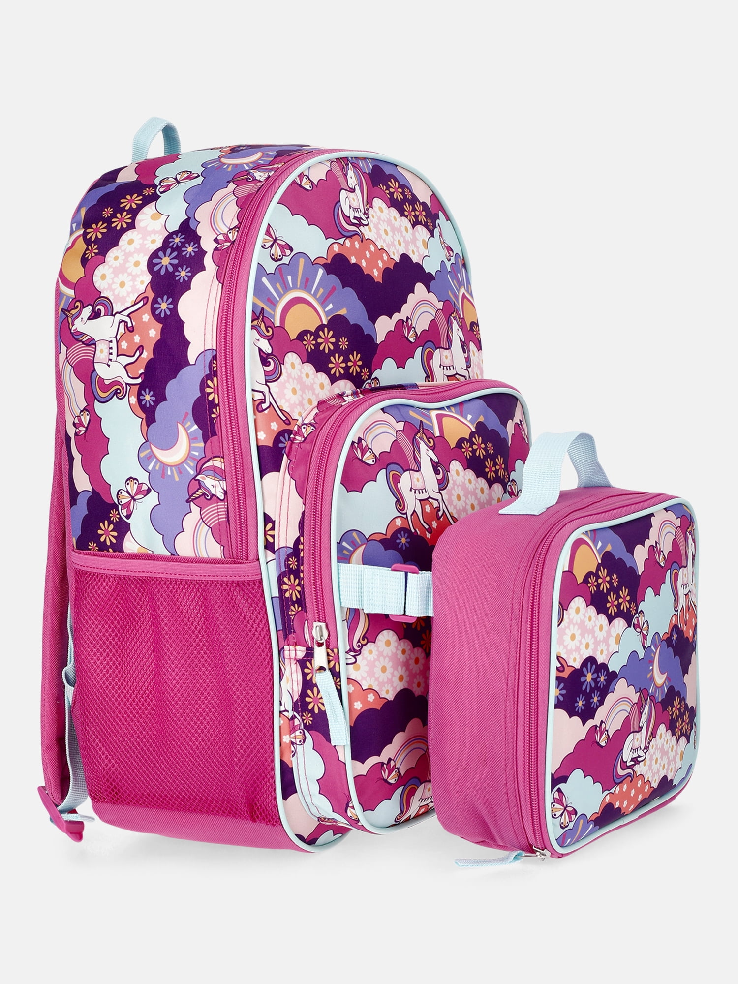 Wonder Nation Girls 17" Unicorn Fields Backpack & Lunch Set, Pink
