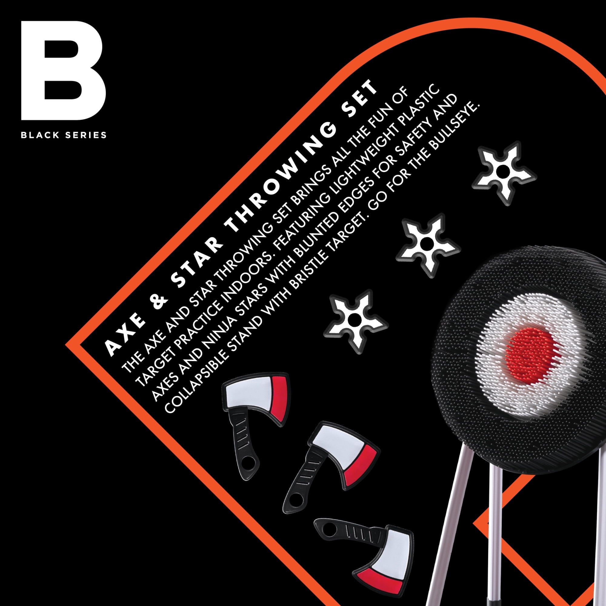 Black Series Axe and Star Throwing Toy Game Set, Indoor/Outdoor
