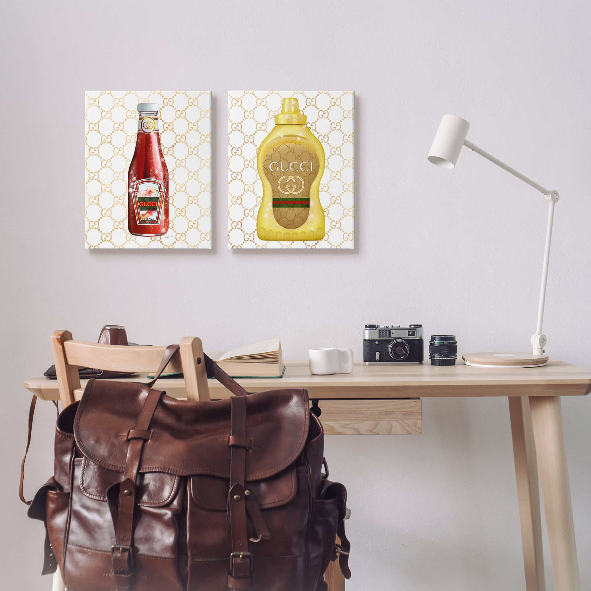 Stupell Industries Glam Fashion Kitchen Condiments Cooking Sparkle Pattern Graphic Art Gallery Wrapped Canvas Print Wall Art, Set of 2, Design by Ziwei Li
