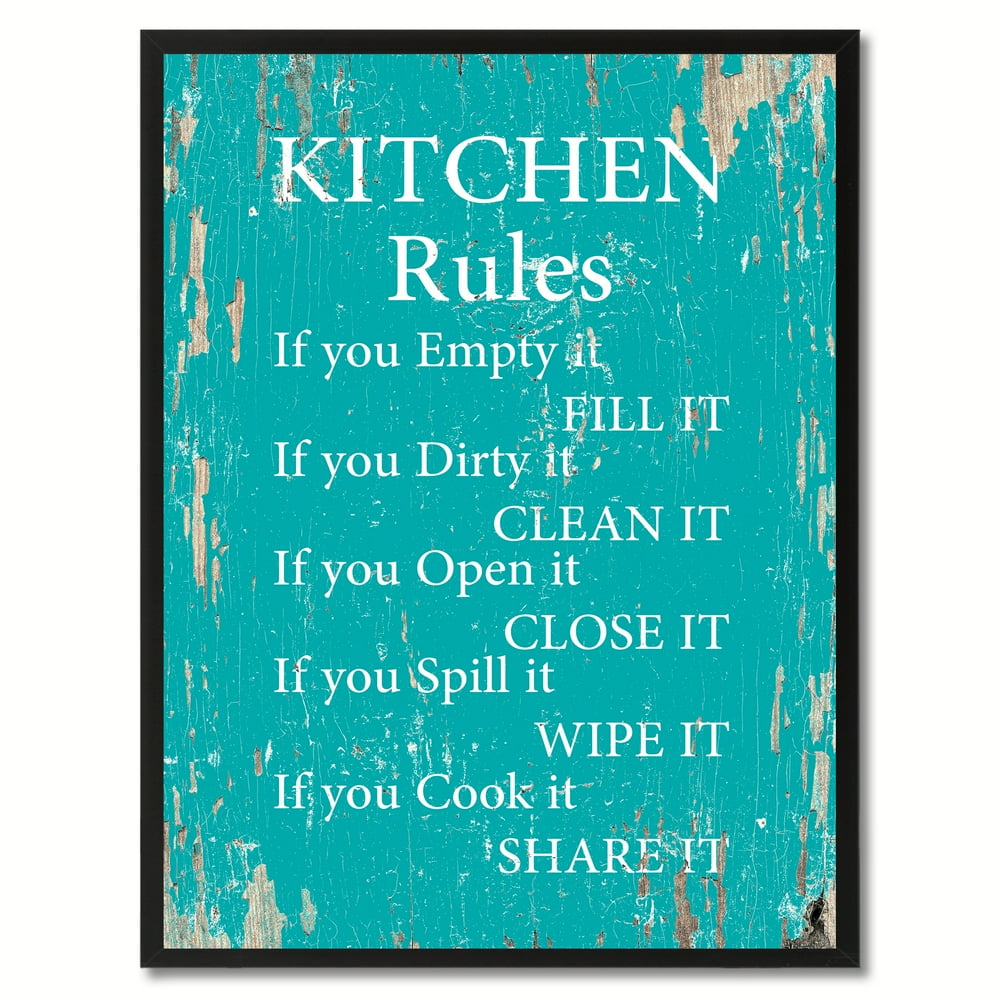 kitchen rules quote saying canvas print picture frame home