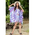 thumbnail image 3 of Brisas Hand Tie and Died Purple/Blue/White Beach Cover Up for Women Used as Swimsuit, Cardigan, Kimono for Super Soft Loungewear, Travel and Holiday - Circular Pattern, 3 of 5
