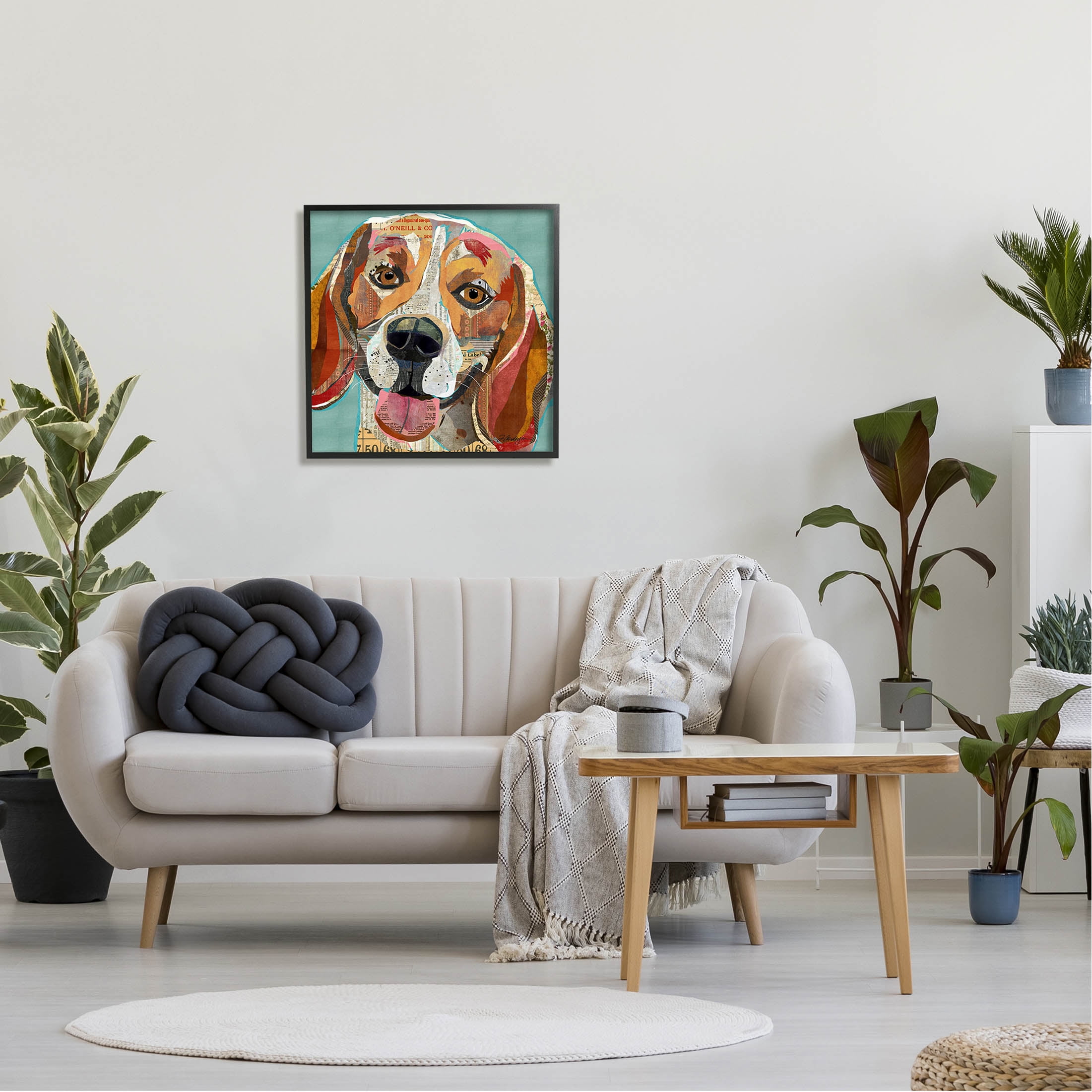 Stupell Industries Collaged Hound Dog Various Ephemera Graphic Art Black Framed Art Print Wall Art, Design by Traci Anderson