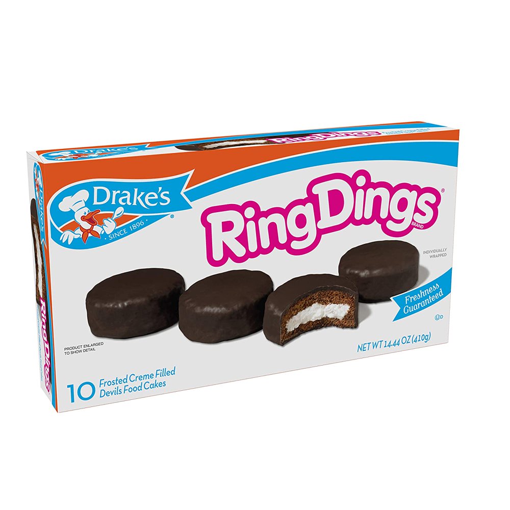 Drakes Ring Dings Cakes Crème Filled Devils Food Cakes 2 Pack 20ct