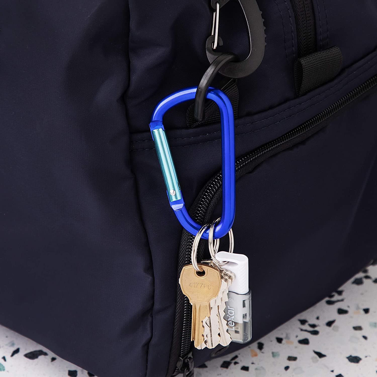 Mini Aluminum D Ring Carabiner Clip – Locking Hook For Bags, Purses, And Backpacks (Chrome Metallic)