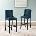 thumbnail image 2 of Bar Stool Chair Barstool, Set of 2, Fabric, Wood, Navy Blue, Modern Contemporary Urban Design, Bar Pub Cafe Bistro Hotel Restaurant Hospitality, 2 of 7