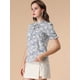 thumbnail image 4 of INSPIRE CHIC Blusa De Trabajo Manga Corta Estampado Floral Cuello Con Volantes Camisa Para Mujer Blanco L, 4 of 6